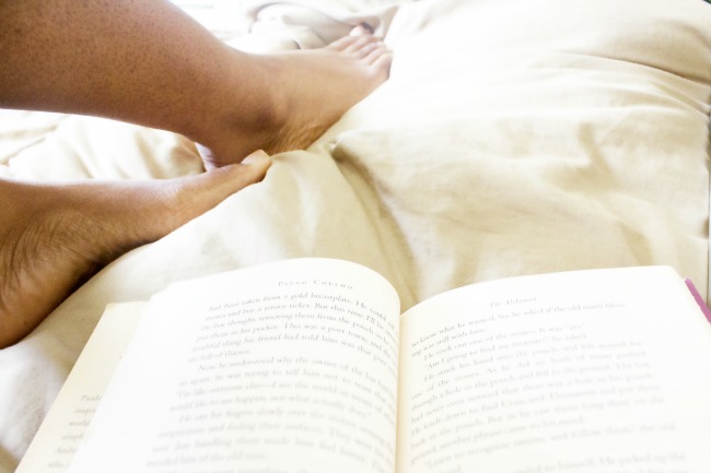 Reading book in bed
