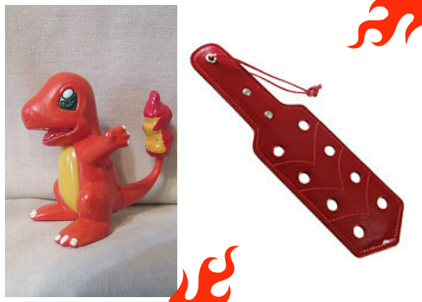 Fiery Charmander Pokemon with Red Spanking Paddle