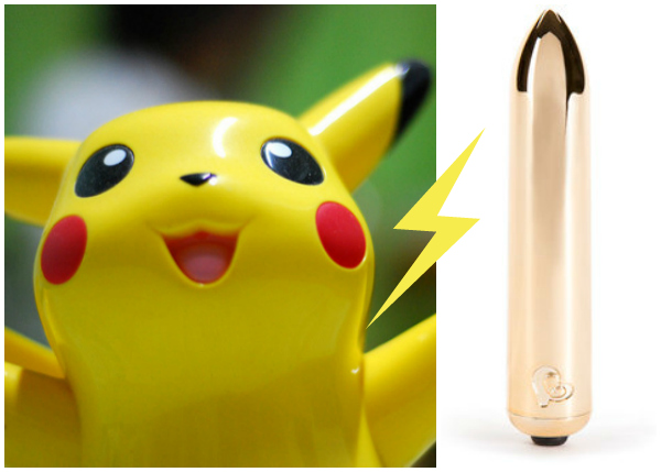 Happy Pikachu with Gold Bullet Vibrator