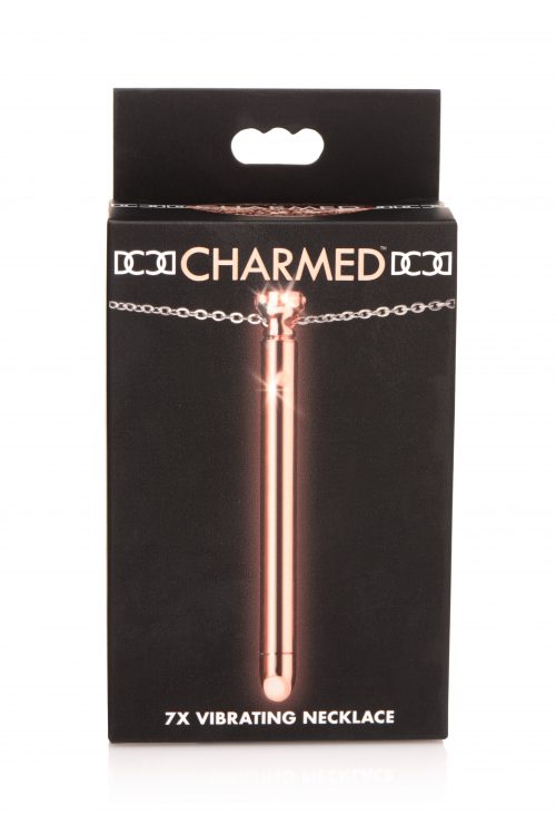 Charmed Vibrating Necklace in Rose Gold packaging